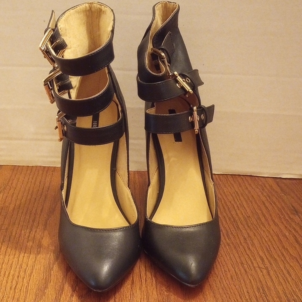 Forever 21 Black Strappy Heels